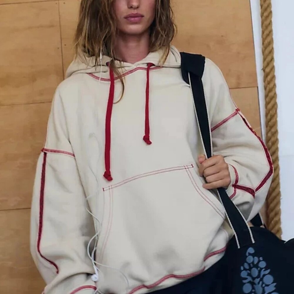 Free People Final Call Rose Logo Hoodie Floral Embroidered Sweatshirt Jacket S - Picture 2 of 6